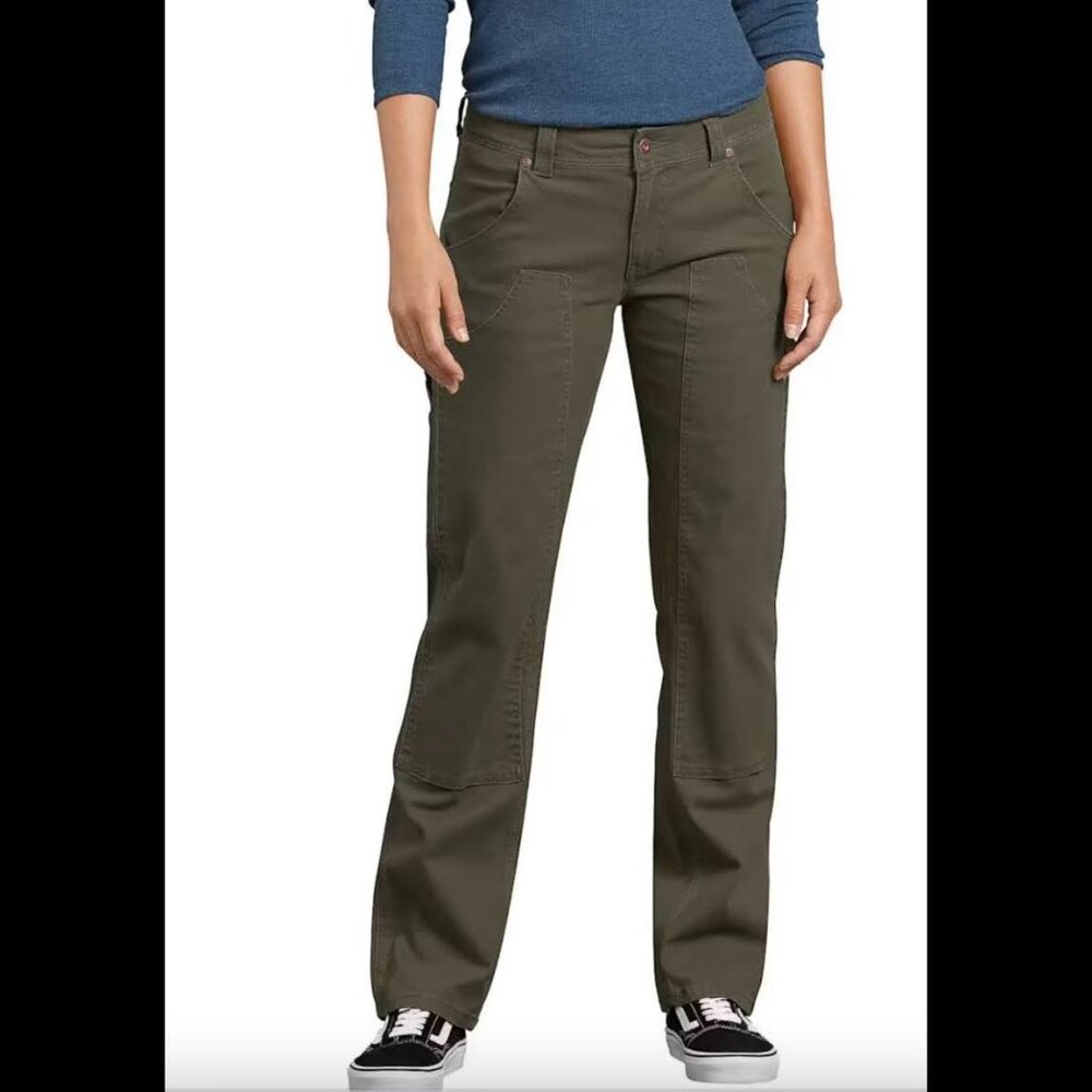 Women's Olive Green Utility Straight-Leg Pants